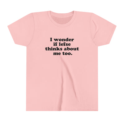 I Wonder If Lefse Thinks About Me Too Kids T-Shirt