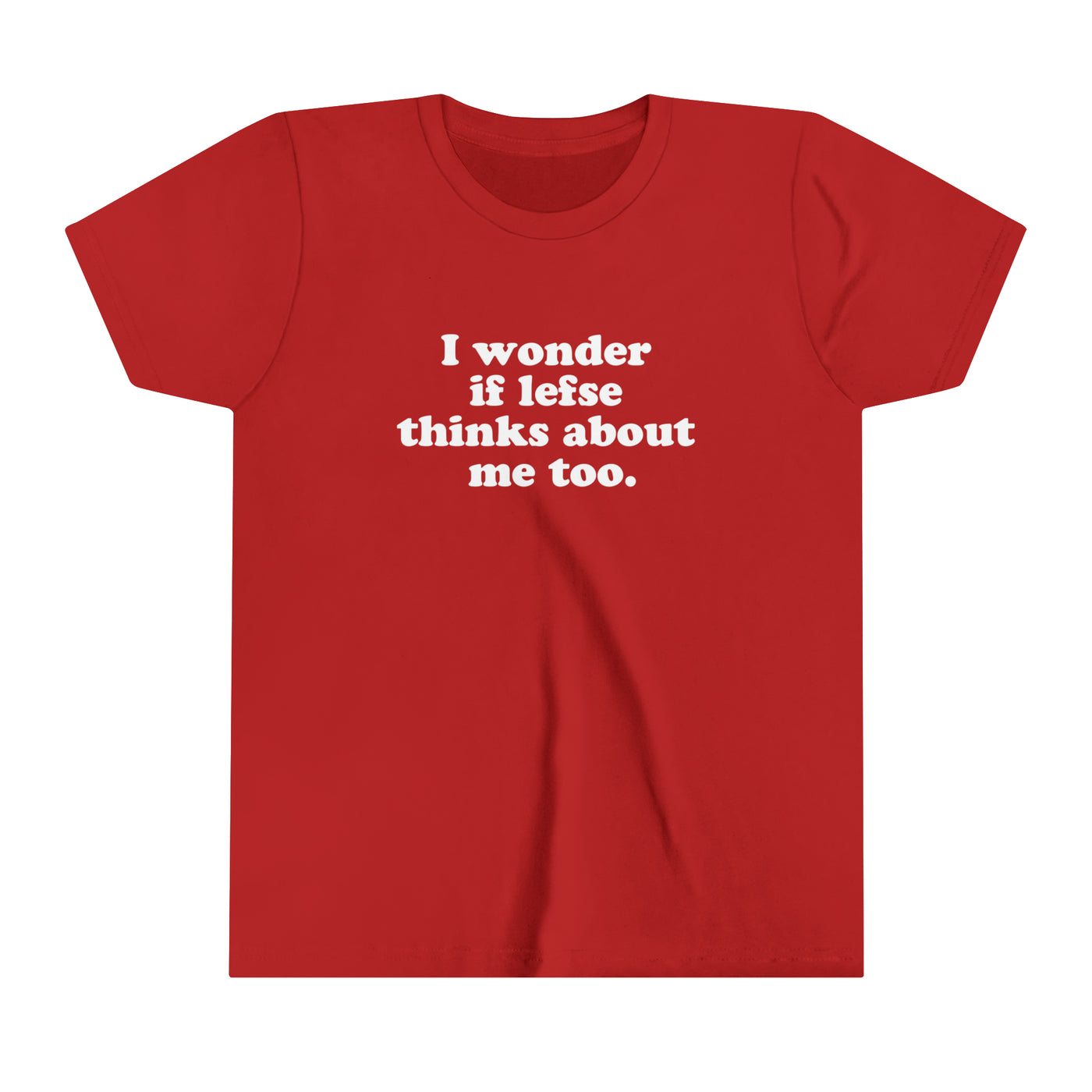 I Wonder If Lefse Thinks About Me Too Kids T-Shirt