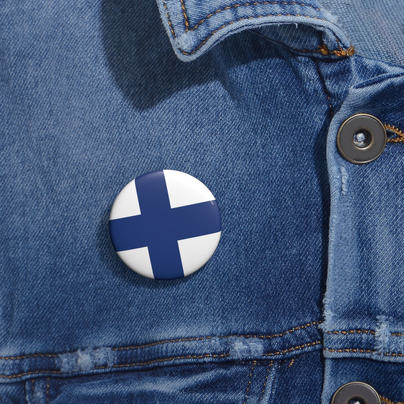 Finnish Flag Pin Back Button