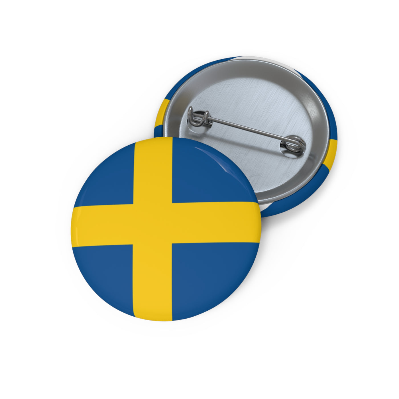 Swedish Flag Pin Back Button