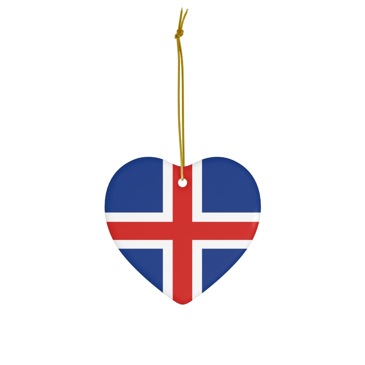 Icelandic Flag Heart Ornament Scandinavian Design Studio