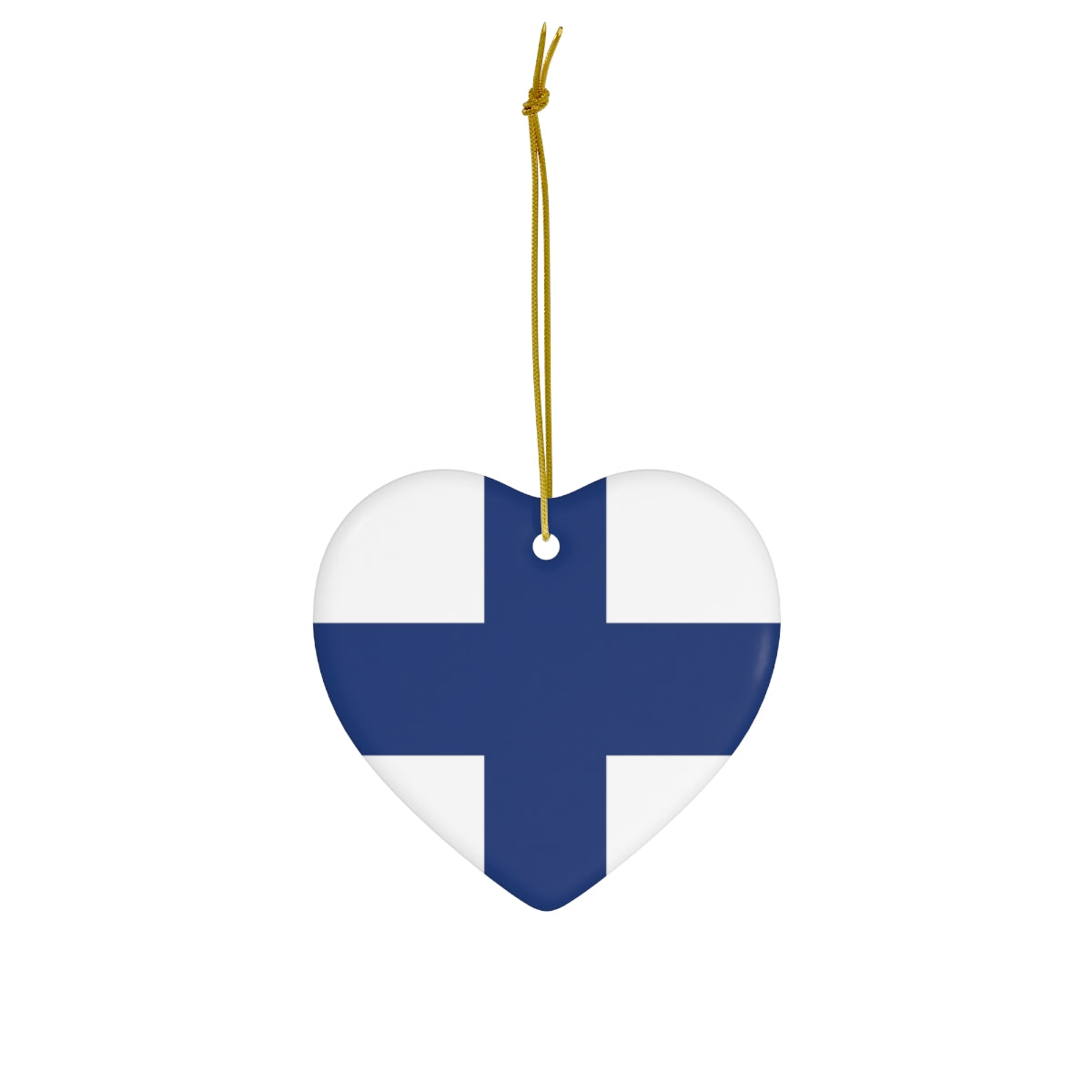 Finnish Flag Heart Ornament Scandinavian Design Studio