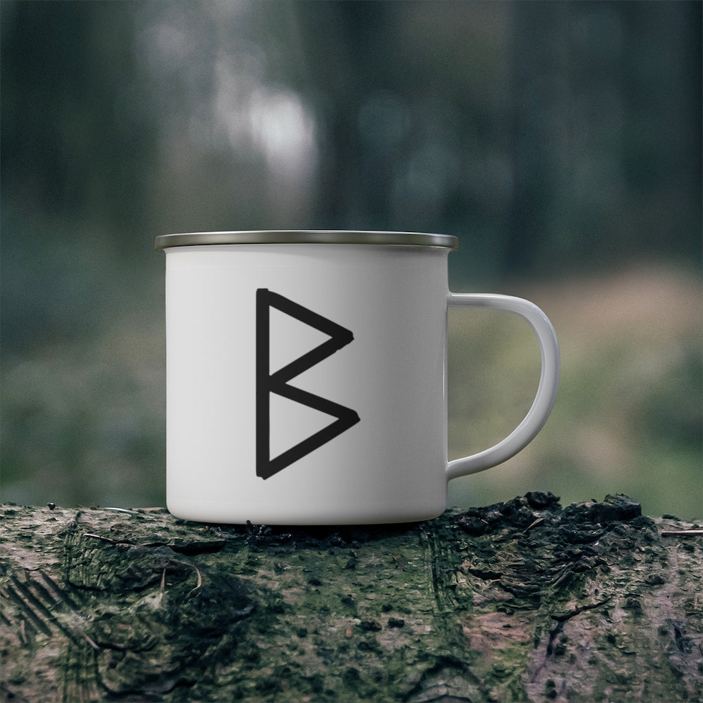Berkana (Birch Tree) Viking Rune Enamel Camping Mug Scandinavian Design Studio
