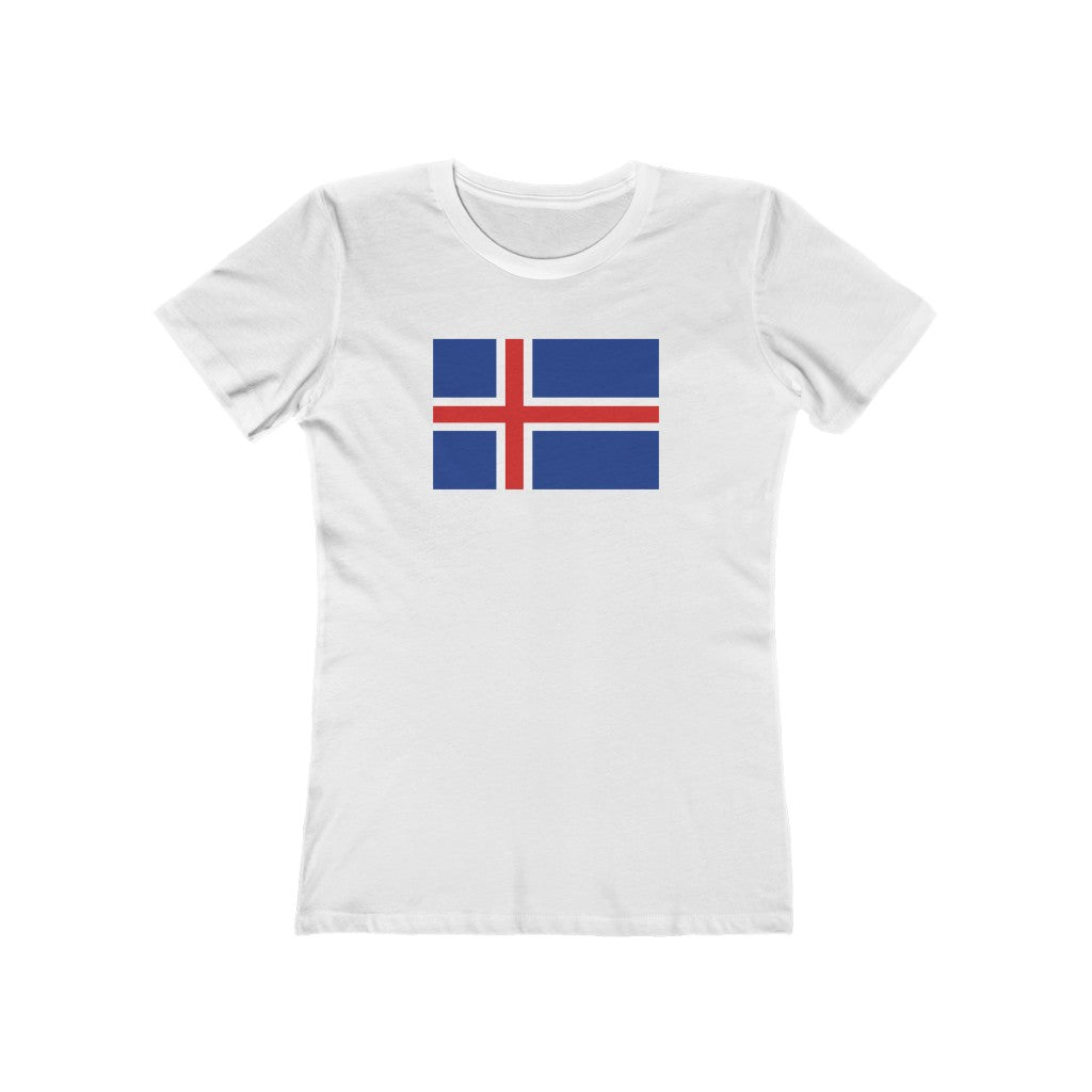 Icelandic Flag Women's Fit T-Shirt Solid White / L - Scandinavian Design Studio