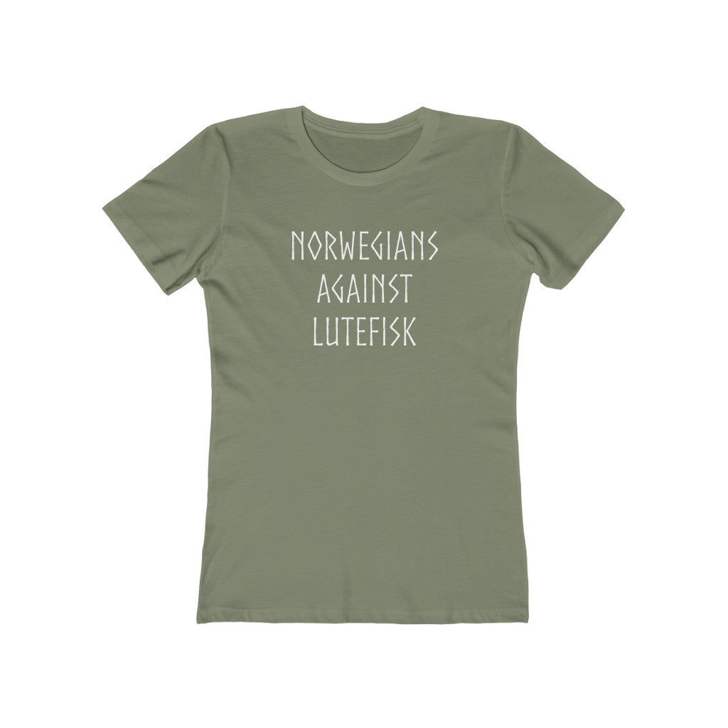 Norwegians Against Lutefisk Women's Fit T-Shirt Solid Light Olive / S - Scandinavian Design Studio