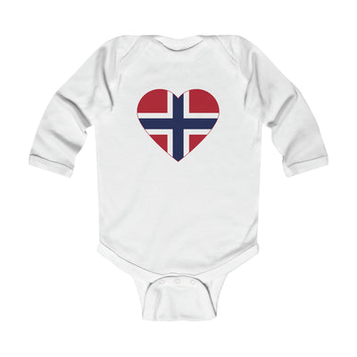 Norwegian Flag Heart Long Sleeve Bodysuit Scandinavian Design Studio