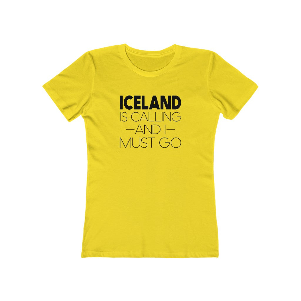 Iceland Is Calling And I Must Go Women's Fit T-Shirt Solid Vibrant Yellow / S - Scandinavian Design Studio