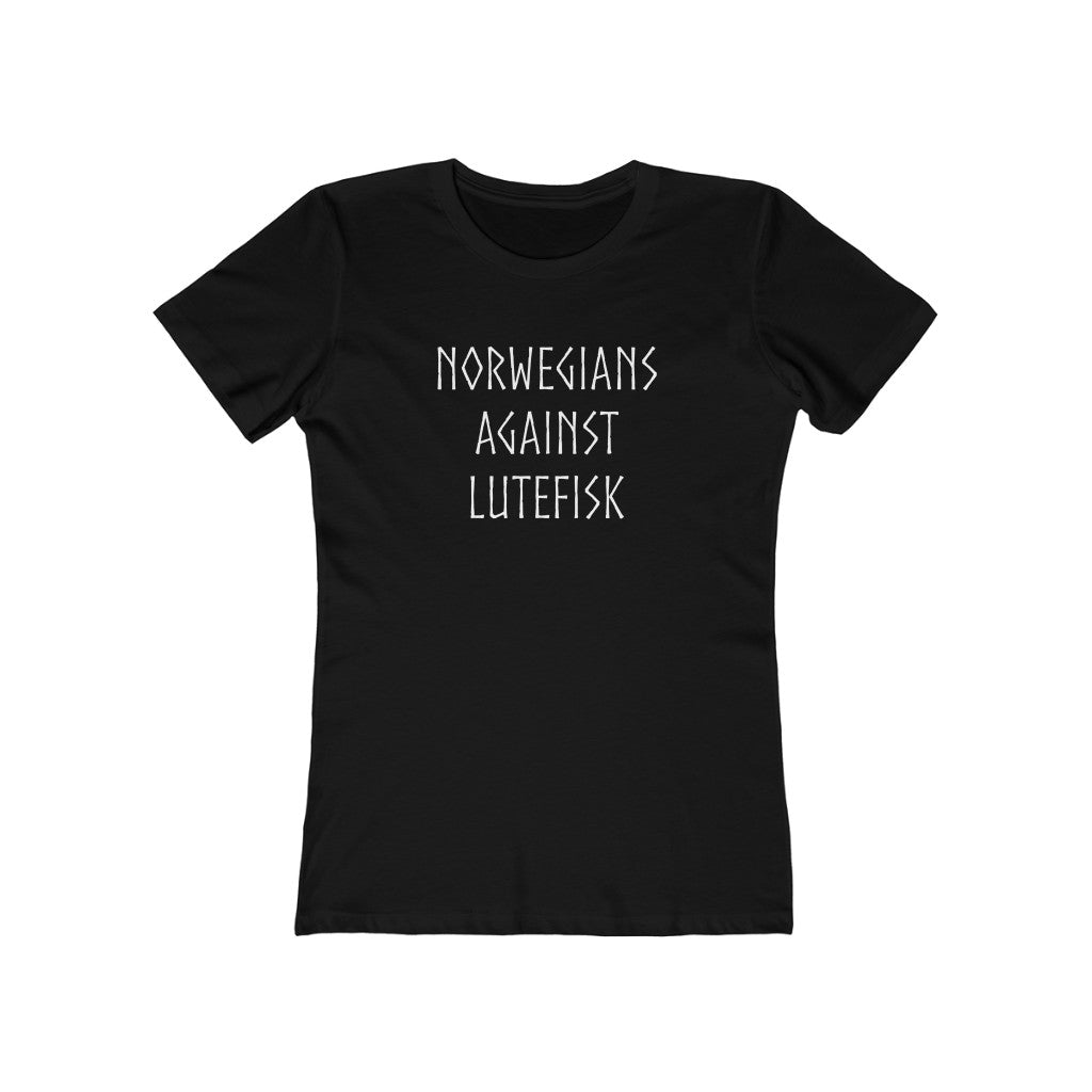 Norwegians Against Lutefisk Women's Fit T-Shirt Solid Black / L - Scandinavian Design Studio