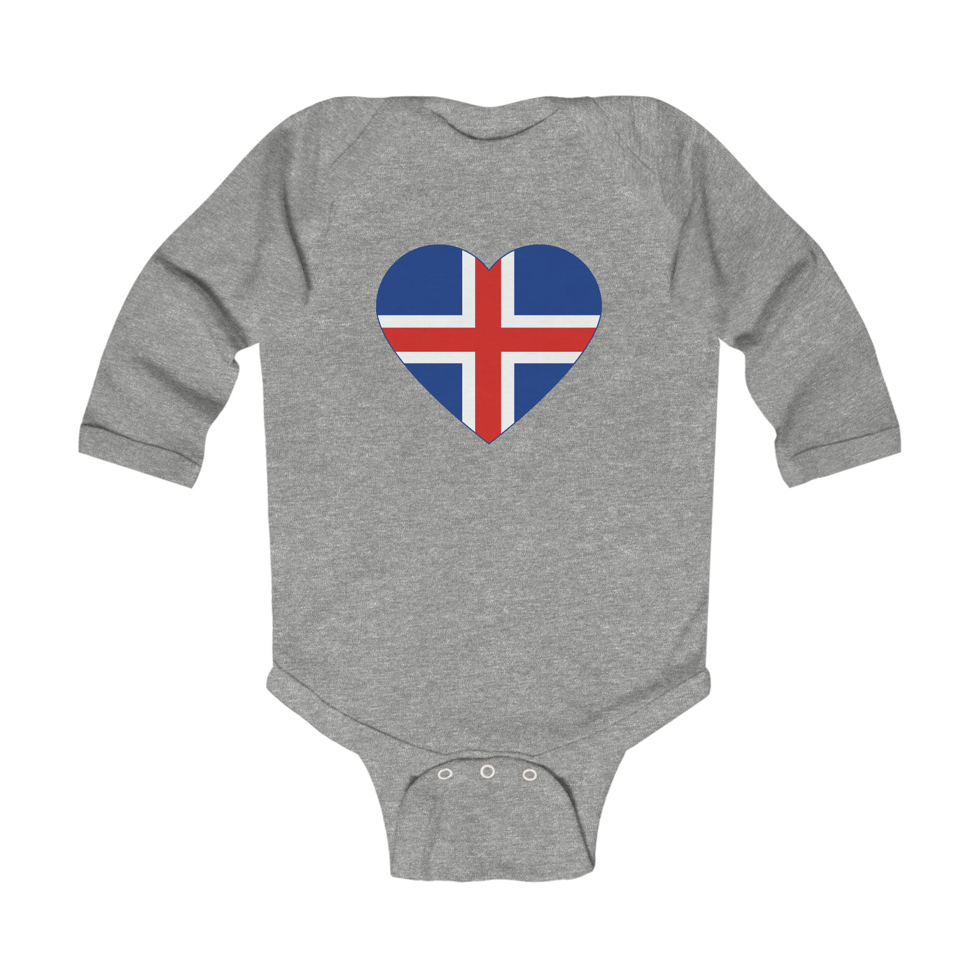 Icelandic Flag Heart Long Sleeve Bodysuit Scandinavian Design Studio