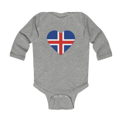 Icelandic Flag Heart Long Sleeve Bodysuit Scandinavian Design Studio