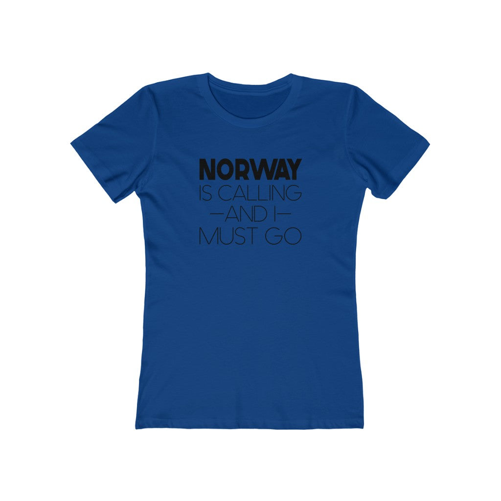 Norway Is Calling And I Must Go Women's Fit T-Shirt Solid Royal / S - Scandinavian Design Studio