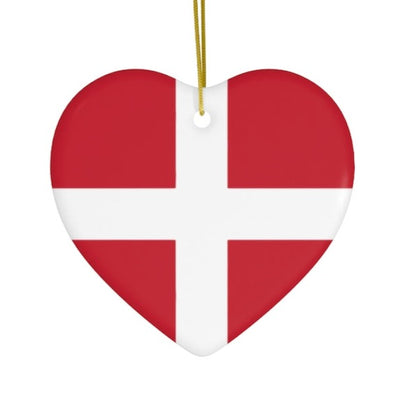 Danish Flag Heart Ornament Scandinavian Design Studio