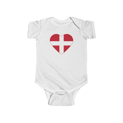 Danish Flag Heart Baby Bodysuit Scandinavian Design Studio