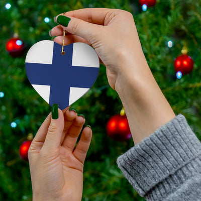 Finnish Flag Heart Ornament Scandinavian Design Studio