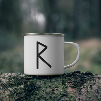 Raidho (Journey) Viking Rune Enamel Camping Mug Scandinavian Design Studio