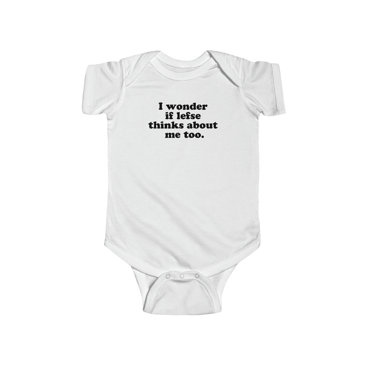 I Wonder If Lefse Thinks About Me Too Baby Bodysuit Scandinavian Design Studio