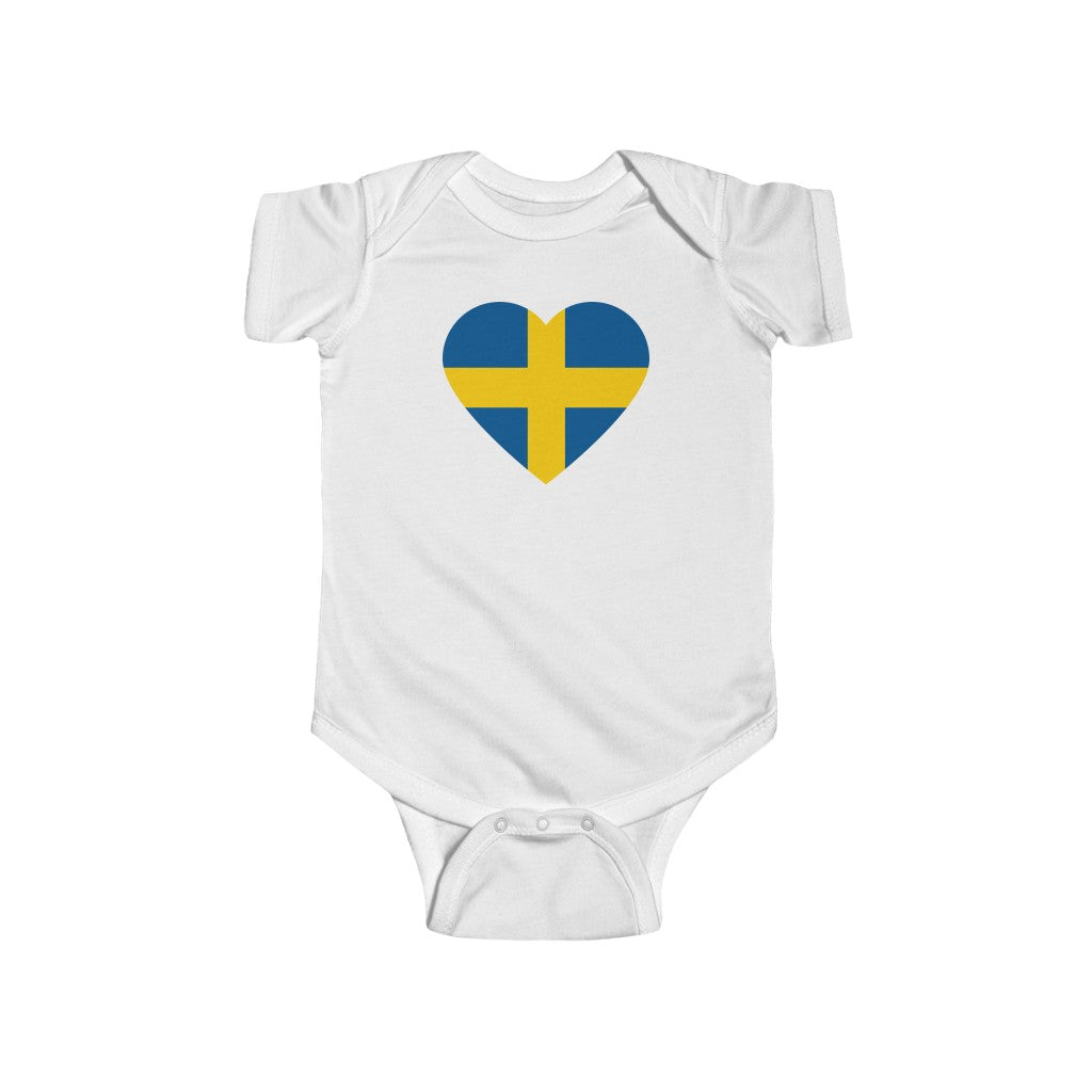 Swedish Flag Heart Baby Bodysuit Scandinavian Design Studio