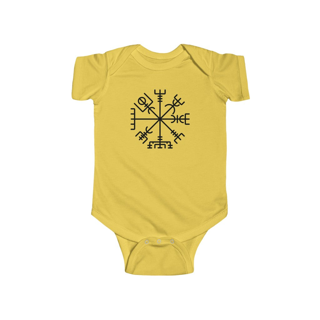 Vegvisir Viking Compass Baby Bodysuit Scandinavian Design Studio