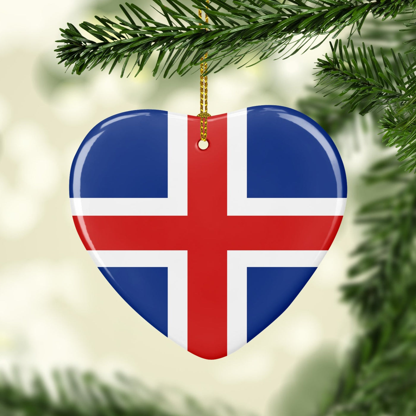 Icelandic Flag Heart Ornament Scandinavian Design Studio
