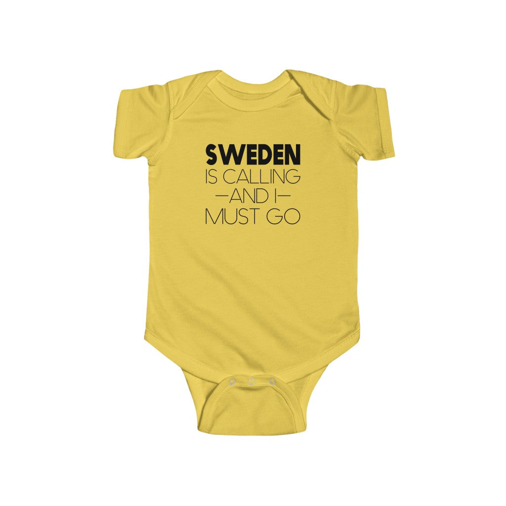 Sweden Is Calling And I Must Go Baby Bodysuit Scandinavian Design Studio