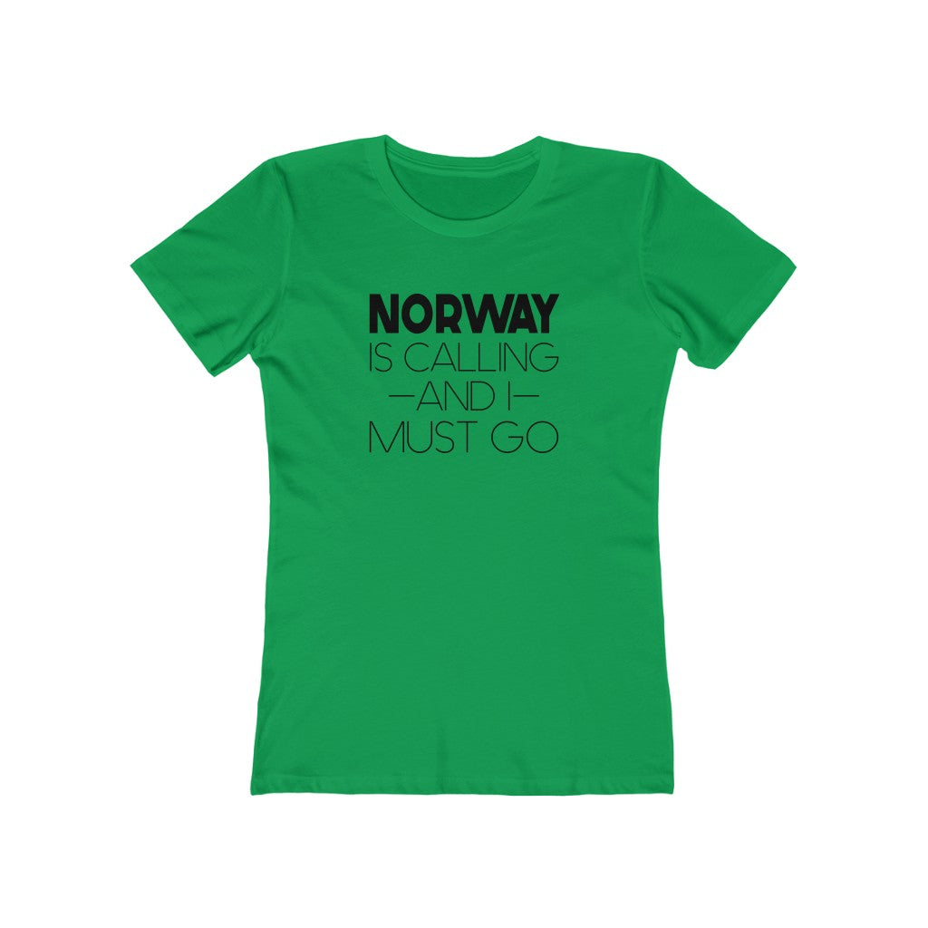 Norway Is Calling And I Must Go Women's Fit T-Shirt Solid Kelly Green / S - Scandinavian Design Studio