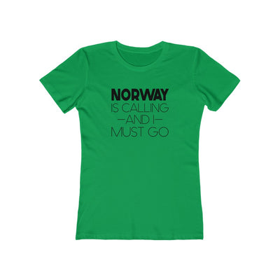 Norway Is Calling And I Must Go Women's Fit T-Shirt Solid Kelly Green / S - Scandinavian Design Studio