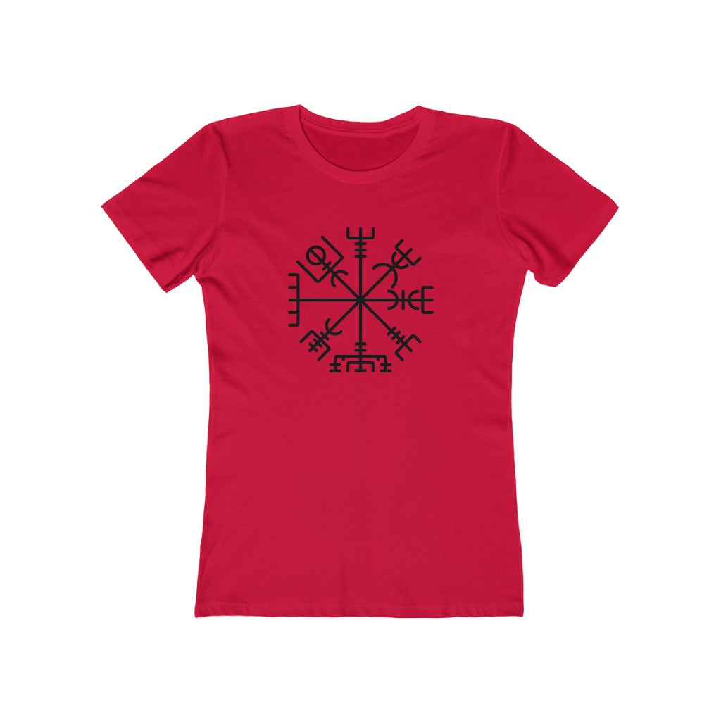 Viking Compass Women's Fit T-Shirt Solid Red / S - Scandinavian Design Studio