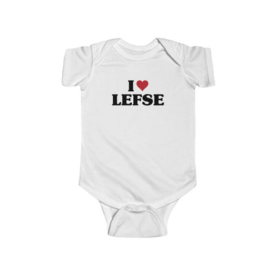 I Love Lefse Baby Bodysuit Scandinavian Design Studio