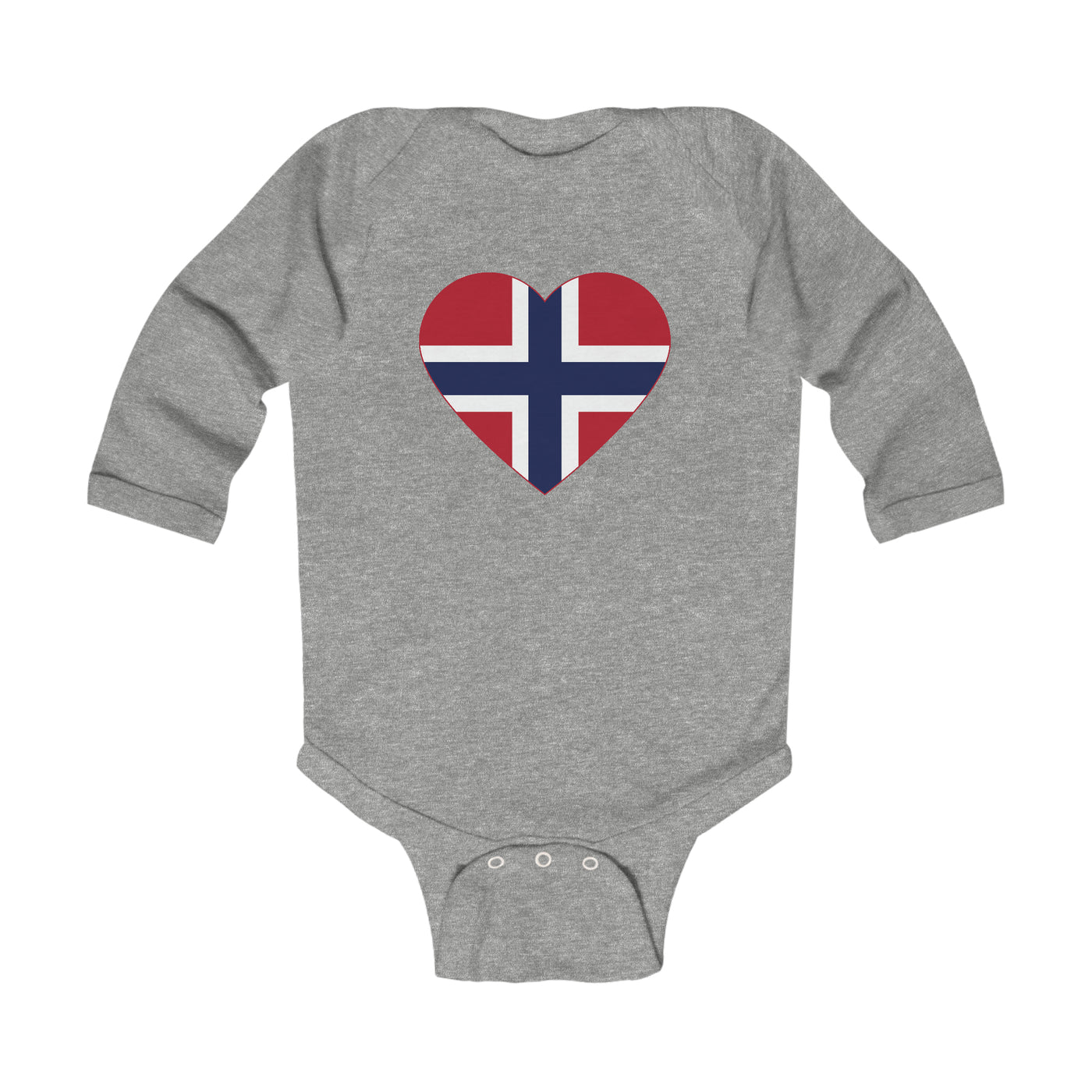 Norwegian Flag Heart Long Sleeve Bodysuit Scandinavian Design Studio