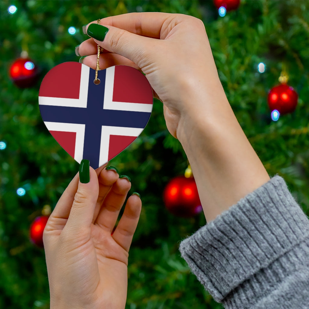 Norwegian Flag Heart Ornament Scandinavian Design Studio