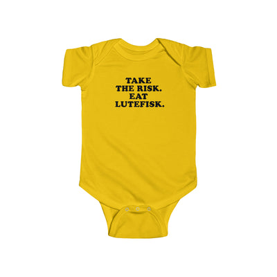 Take The Risk Eat Lutefisk Baby Bodysuit Scandinavian Design Studio