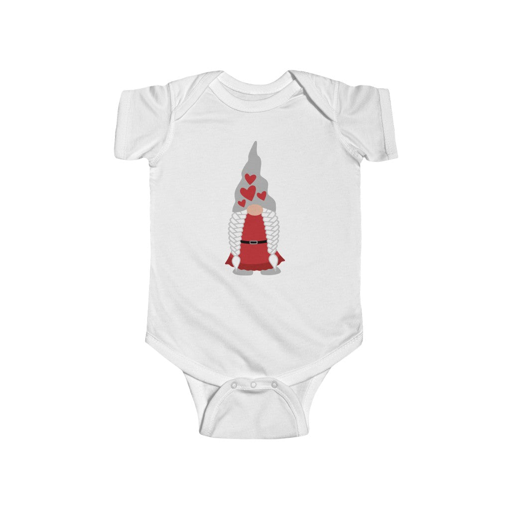 Valentine's Day Girl Gnome Baby Bodysuit Scandinavian Design Studio
