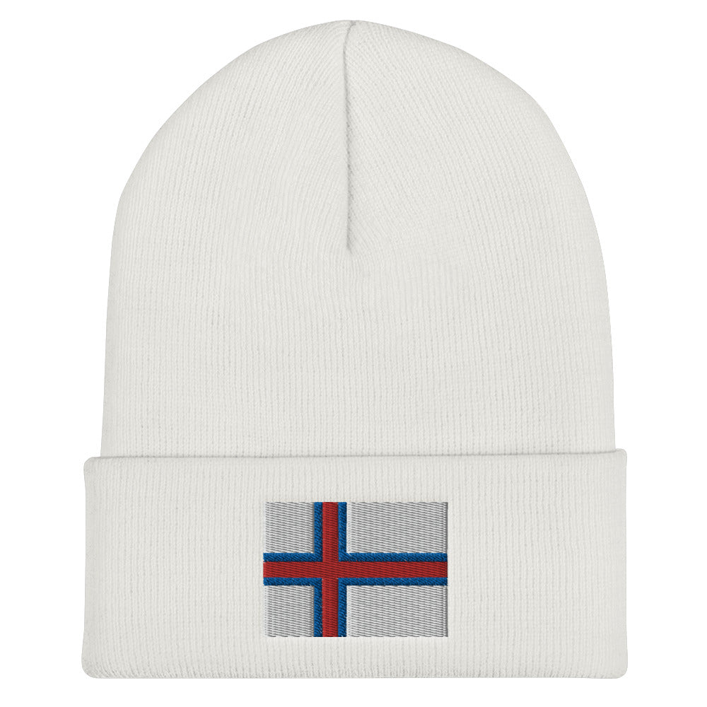 Faroese Flag Embroidered Beanie Scandinavian Design Studio