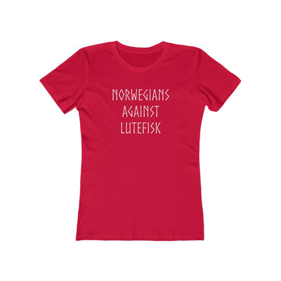 Norwegians Against Lutefisk Women's Fit T-Shirt Solid Red / S - Scandinavian Design Studio