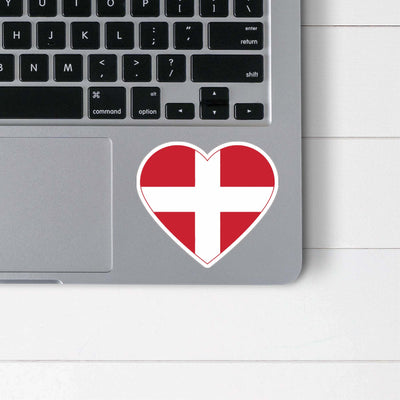 Danish Flag Heart Sticker Scandinavian Design Studio