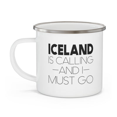 Iceland Is Calling And I Must Go Enamel Camping Mug Scandinavian Design Studio