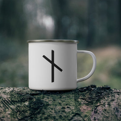 Nauthiz (Need) Viking Rune Enamel Camping Mug Scandinavian Design Studio