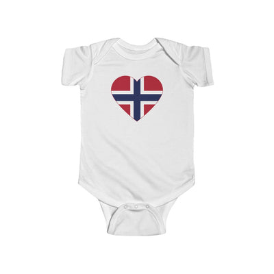 Norwegian Flag Heart Baby Bodysuit Scandinavian Design Studio