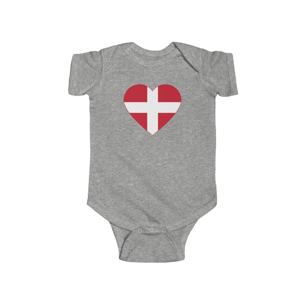 Danish Flag Heart Baby Bodysuit Scandinavian Design Studio
