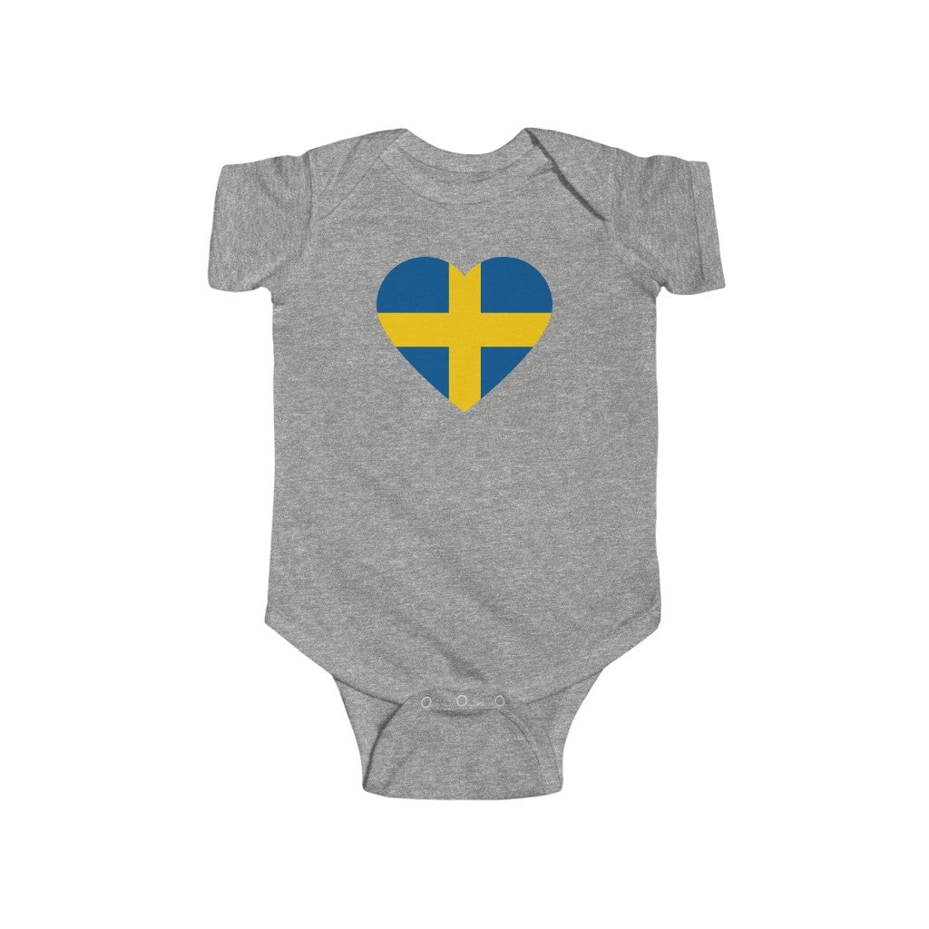 Swedish Flag Heart Baby Bodysuit Scandinavian Design Studio