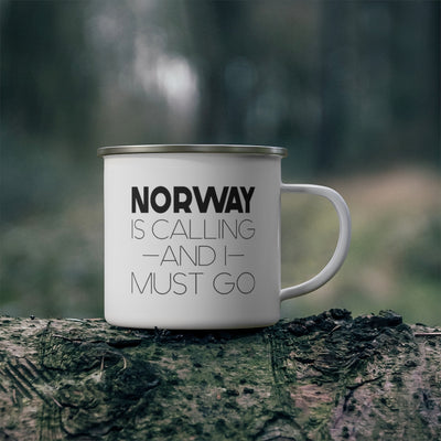 Norway Is Calling And I Must Go Enamel Camping Mug Scandinavian Design Studio