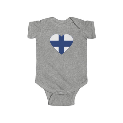 Finnish Flag Heart Baby Bodysuit Scandinavian Design Studio
