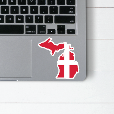 Michigan Danish Flag Sticker Scandinavian Design Studio