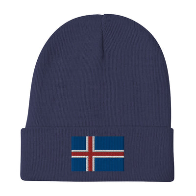 Icelandic Flag Embroidered Beanie Scandinavian Design Studio