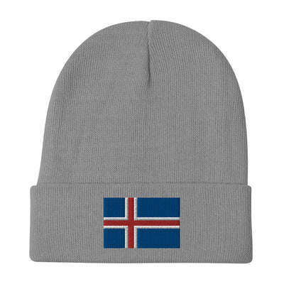 Icelandic Flag Embroidered Beanie Scandinavian Design Studio