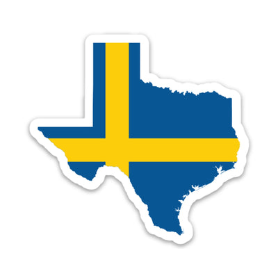 Texas Swedish Flag Sticker Scandinavian Design Studio