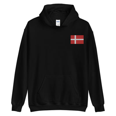 Danish Flag Embroidered Unisex Hoodie Scandinavian Design Studio