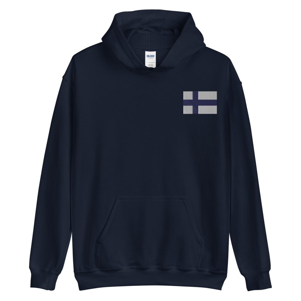 Finnish Flag Embroidered Unisex Hoodie Scandinavian Design Studio