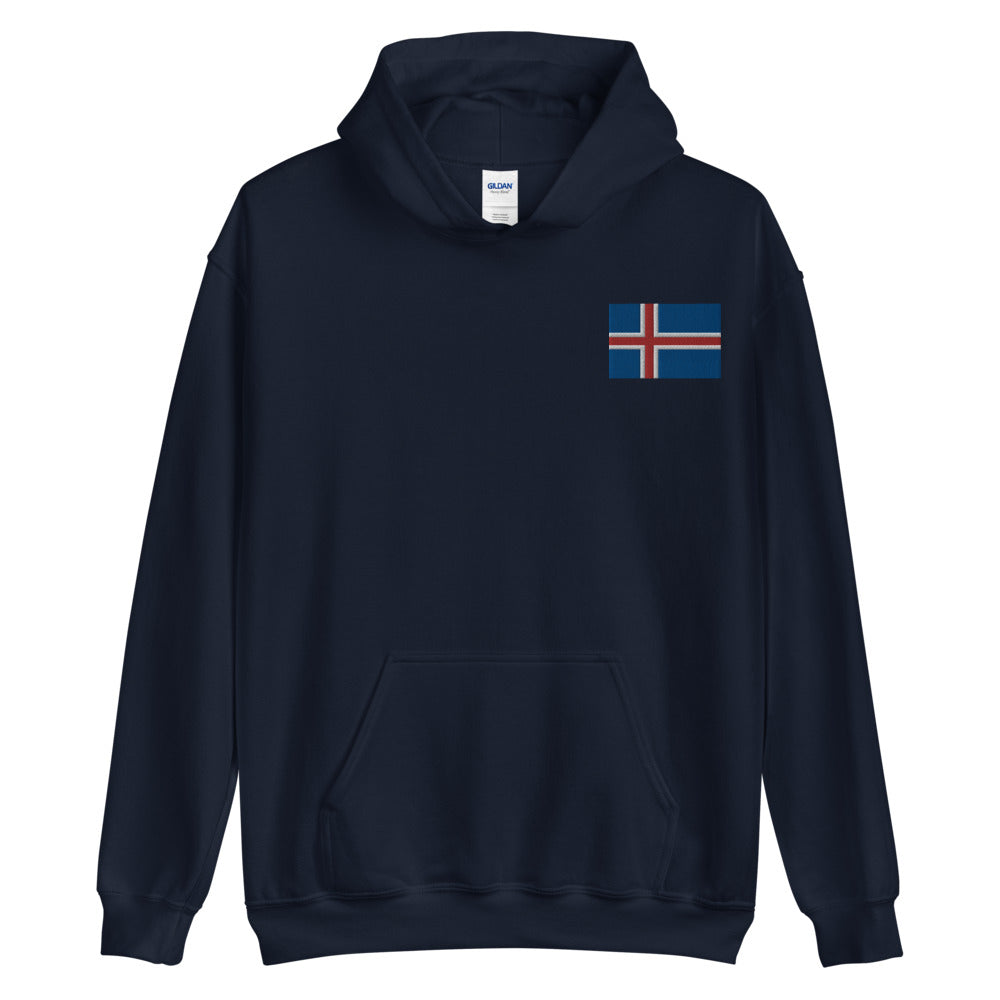 Icelandic Flag Embroidered Unisex Hoodie Scandinavian Design Studio